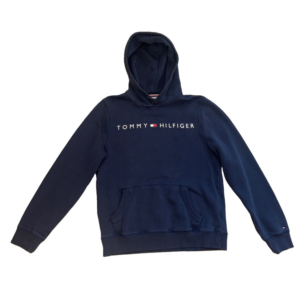 Tommy Hilfiger Men's Hoodie Fleece Lined Logo Sleeve Pullover Hooded Sweatshirt